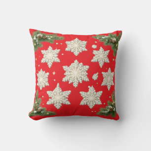 Elegante Schneeflocken und Tannen Weihnachten Kissen