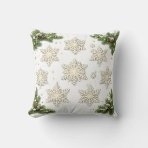Elegante Schneeflocken und Tannen-Weihnachten Kissen