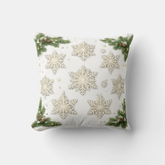 Elegante Schneeflocken und Tannen-Weihnachten Kissen
