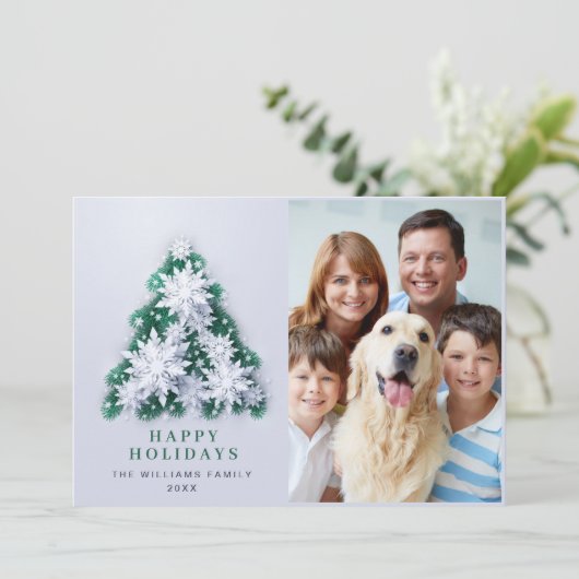 Elegante Schneeflocken Weihnachten Gruß 2 FOTO (Stehend Vorderseite)