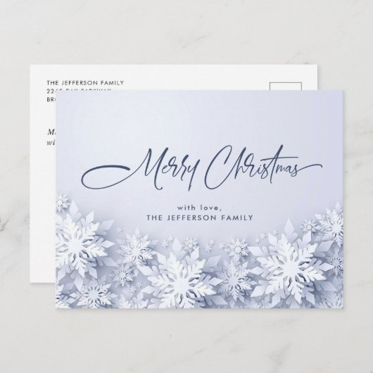 Elegante Schneeflocken Weihnachten Weihnachten Gru Postkarte (Vorne/Hinten)
