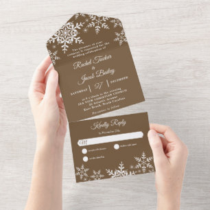 Elegante Schneeflocken Weihnachten Winter Braune H All In One Einladung