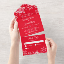 Elegante Schneeflocken Weihnachts Bright Red Weddi