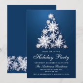 Elegante Schneeflocken Weihnachts-Feiertag Einladung (Vorne/Hinten)