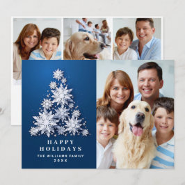 Elegante Schneeflocken Weihnachtsbaum 4 Foto Feiertagskarte