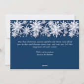 Elegante Schneeflocken Weihnachtsbaum Foto Feiertagskarte (Rückseite)