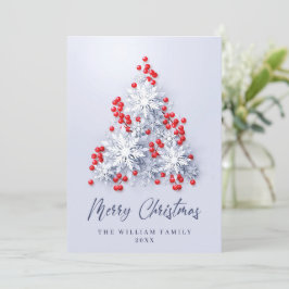 Elegante Schneeflocken Weihnachtsbaum Gruß Feiertagskarte