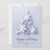 Elegante Schneeflocken Weihnachtsbaum Gruß Feiertagskarte (Vorderseite)