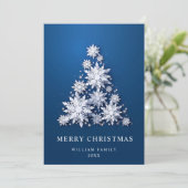 Elegante Schneeflocken Weihnachtsbaum Gruß Feiertagskarte (Stehend Vorderseite)