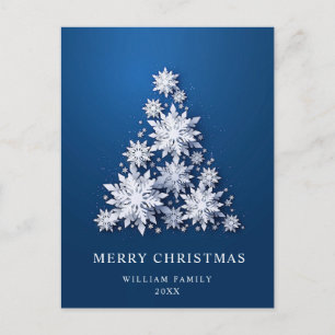 Elegante Schneeflocken Weihnachtsbaum Gruß Feiertagspostkarte