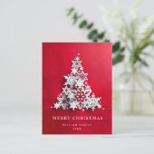 Elegante Schneeflocken Weihnachtsbaum Gruß Postkarte (Stehend Vorderseite)