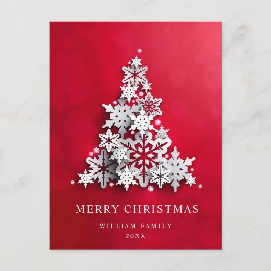 Elegante Schneeflocken Weihnachtsbaum Gruß Postkarte (Vorderseite)