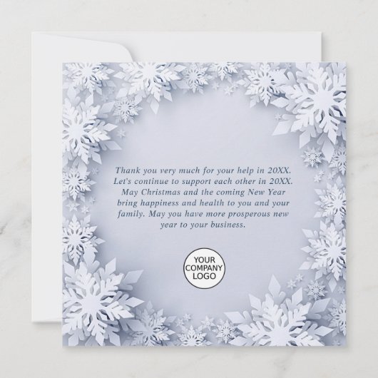 Elegante Schneeflocken Weihnachtsfeiertag im Unter Dankeskarte (Rückseite)