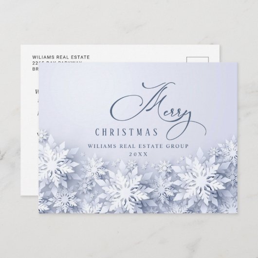 Elegante Schneeflocken Weihnachtsfeiertag im Unter Postkarte (Vorne/Hinten)