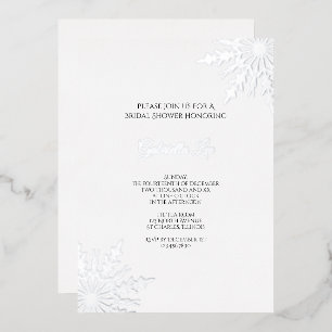 Elegante Schneeflocken Winter Brautparty Folieneinladung