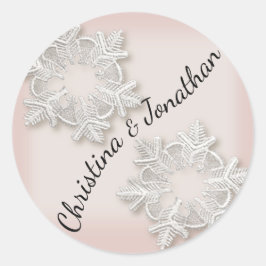Elegante Schneeflocken Winter Wedding Round Sticke Runder Aufkleber