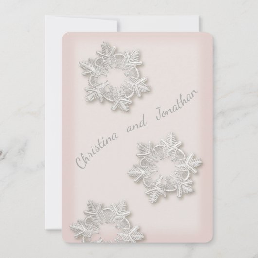Elegante Schneeflocken Winterhochzeit Einladung (Rückseite)