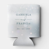 Elegante Schneeflocken Winterwonderland Hochzeit Dosenkühler (Rückseite)