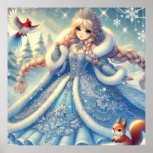 Elegante Schneekönigin im Winter Wonderland Poster (Vorne)
