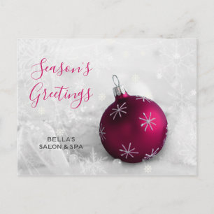 Elegante Schneeszene Rosa Ornament Business Feiertagspostkarte