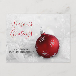Elegante Schneeszene Rotes Ornament Geschäftsfeier Feiertagspostkarte
