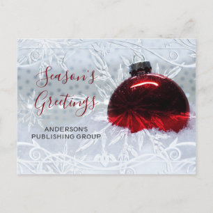 Elegante Schneeszene Rotes Ornament Geschäftsfeier Feiertagspostkarte