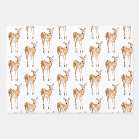 Elegante Schneewinters Animals Red Fox Hare Doe De Geschenkpapier Set (Vorderseite 3)