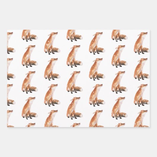 Elegante Schneewinters Animals Red Fox Hare Doe De Geschenkpapier Set (Vorderseite)