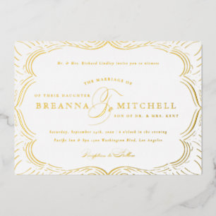 Elegante Schnörkel Formal Wedding Gold Folieneinladung