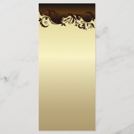 Elegante Schokolade Braun & Gold Blumenhochzeit Menükarte (Rückseite)