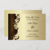 Elegante Schokolade Braun & Gold Blumenhochzeit Save The Date (Vorne/Hinten)