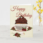 Elegante Schokolade Cupcake 1 Happy Birthday Card Karte (Gelbe Blume)