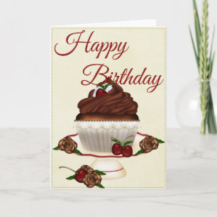 Elegante Schokolade Cupcake 1 Happy Birthday Card Karte