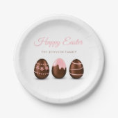 Elegante Schokoladeneier Happy Oaster Pappteller (Vorderseite)