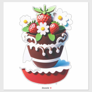 Elegante Schokoladenvase mit Erdbeeren Aufkleber