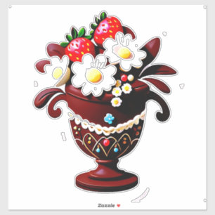 Elegante Schokoladenvase mit Erdbeeren Aufkleber