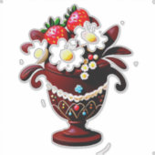 Elegante Schokoladenvase mit Erdbeeren Aufkleber (Vorderseite)
