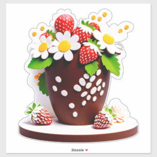 Elegante Schokoladenvase mit Erdbeeren Aufkleber