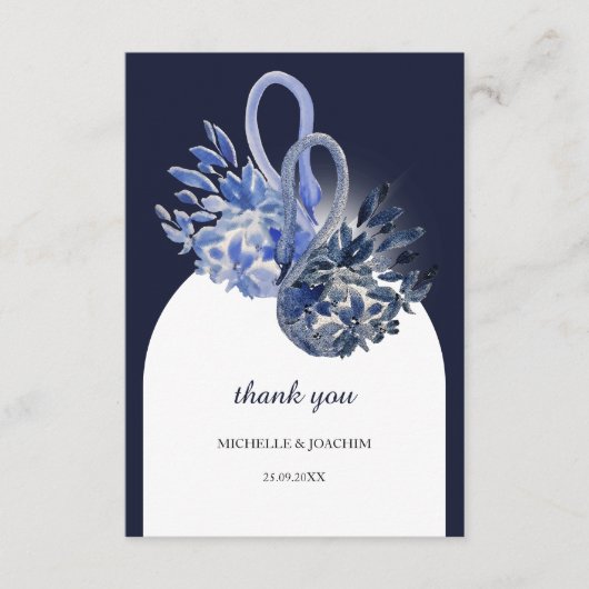 Elegante Schöne blaue Schwäne Kunst, Dichtung und Begleitkarte (Vorderseite)