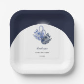 Elegante Schöne blaue Schwäne Kunst, Dichtung und  Pappteller (Vorderseite)