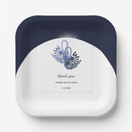 Elegante Schöne blaue Schwäne Kunst, Dichtung und Pappteller