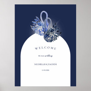 Elegante Schöne blaue Schwäne Kunst, Dichtung und Poster