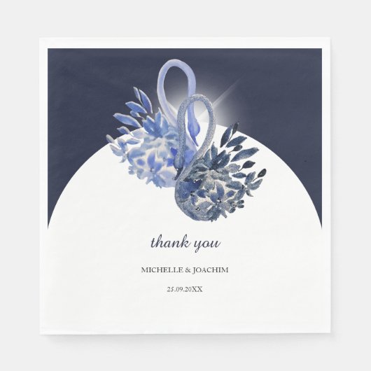 Elegante Schöne blaue Schwäne Kunst, Dichtung und  Serviette (Vorderseite)