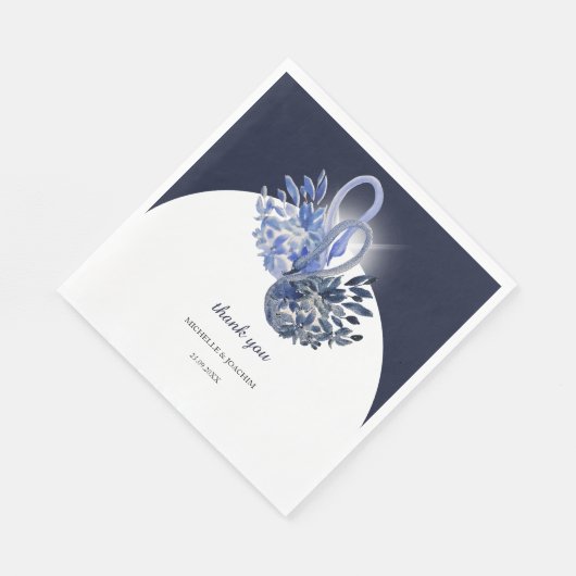 Elegante Schöne blaue Schwäne Kunst, Dichtung und Serviette (Ecke)