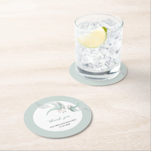 Elegante schöne Eukalyptus-Aquarell-Kunst Runder Pappuntersetzer