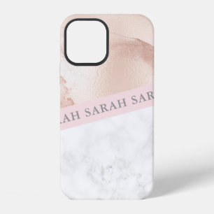 Elegante schöne geometrische roségoldene rosa Marm iPhone 12 Hülle