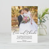 Elegante schöne kalligraphische Liebe dank Hochzei Dankeskarte (Stehend Vorderseite)