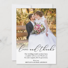 Elegante schöne kalligraphische Liebe dank Hochzei Dankeskarte