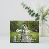 Elegante schöne kalligraphische Liebe dank Hochzei Postkarte (Stehend Vorderseite)