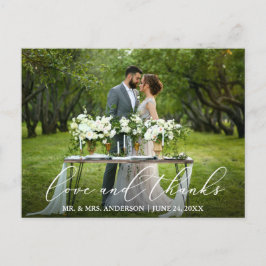 Elegante schöne kalligraphische Liebe dank Hochzei Postkarte